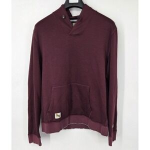 Tracksmith New England Merino Wool Sweater Men's Large Burgundy Shawl Collar